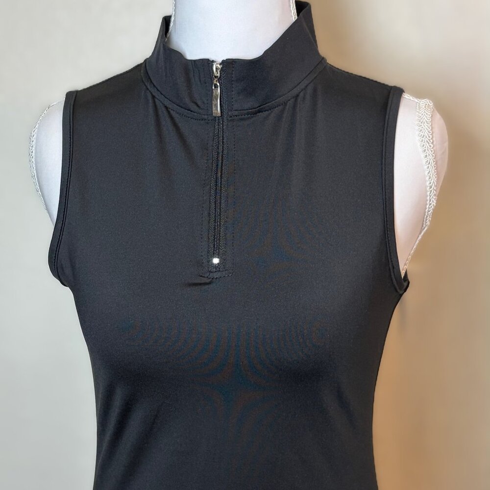 Black Tennis Dress Women's XS‎ Sleeveless Quarter Zip Athletic Mock Neck Golf - Picture 2 of 5